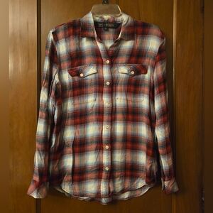 Gap Pendleton Plaid Boyfriend Button Down Shirt Size Small Red White & Blue Soft